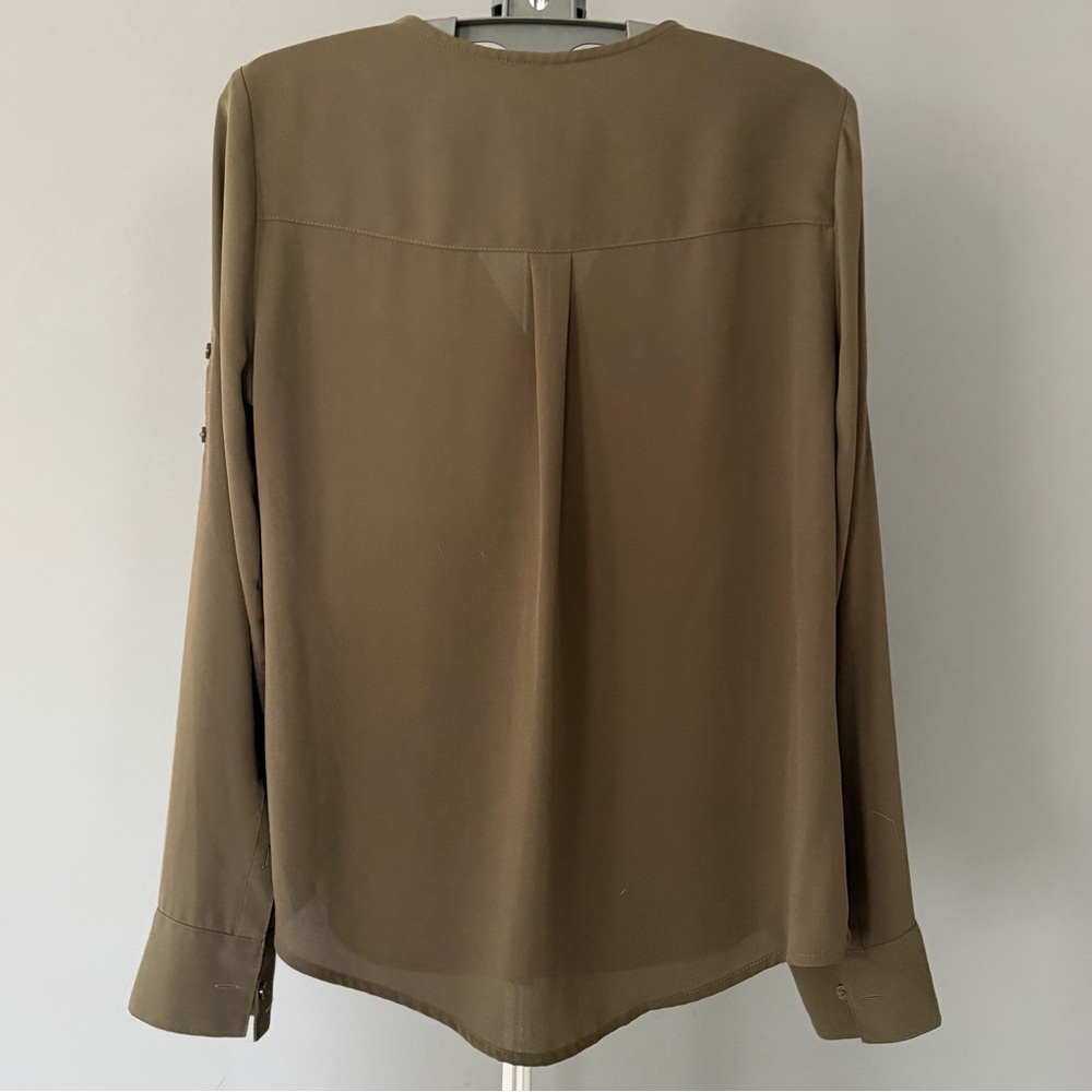 Express Olive Green Button Front Blouse - image 2